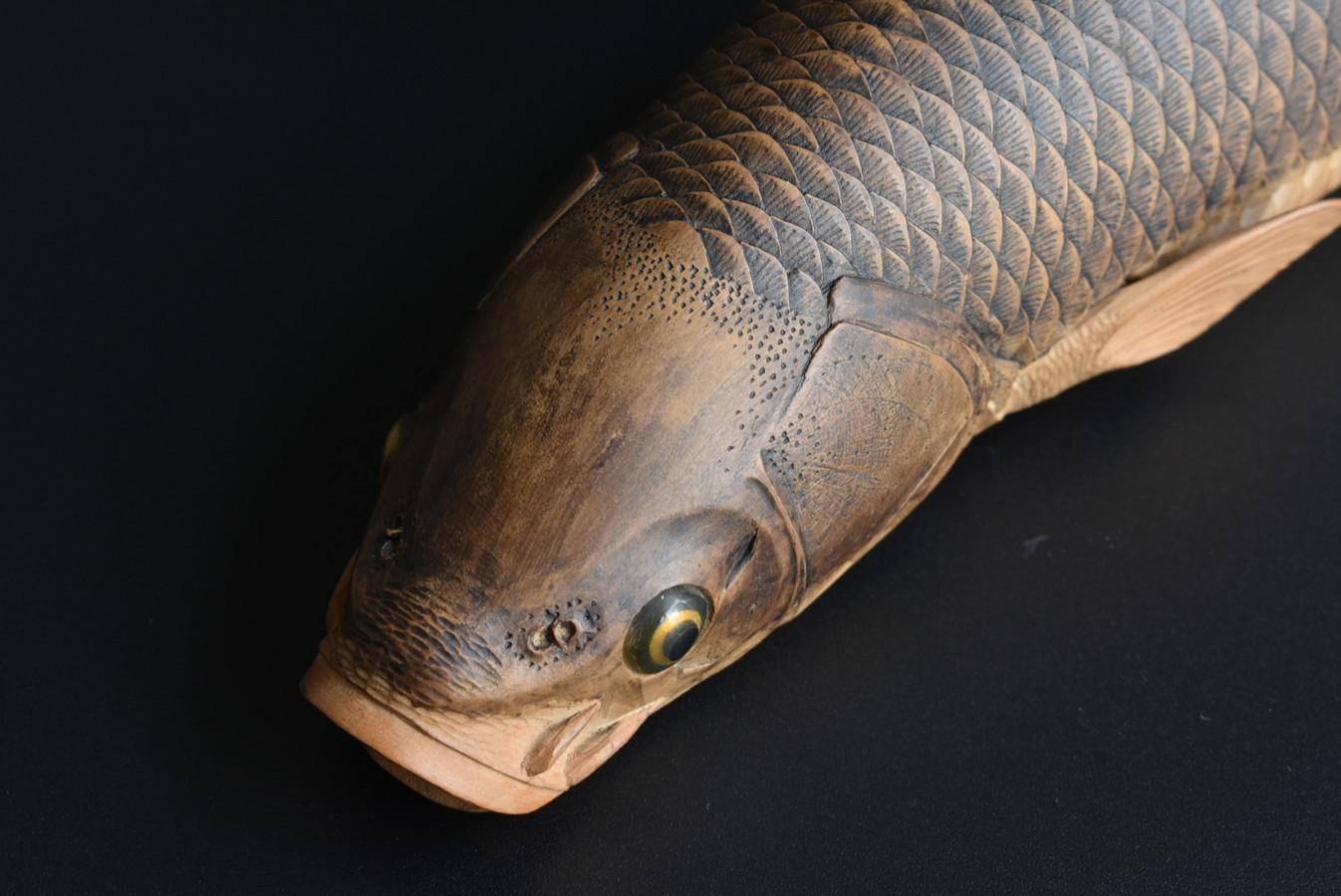 High Quality Very Beautiful Carved Wood Carp Figurine / Japanese Old Carving 5