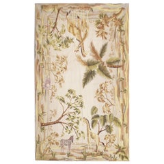 High-Quality Vintage Aubusson Style Rug Tapestry, Animal scene Needlepoint