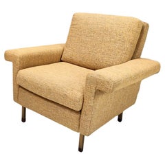 High-Quality Vintage Goldenrod Fabric Armchair, Italy