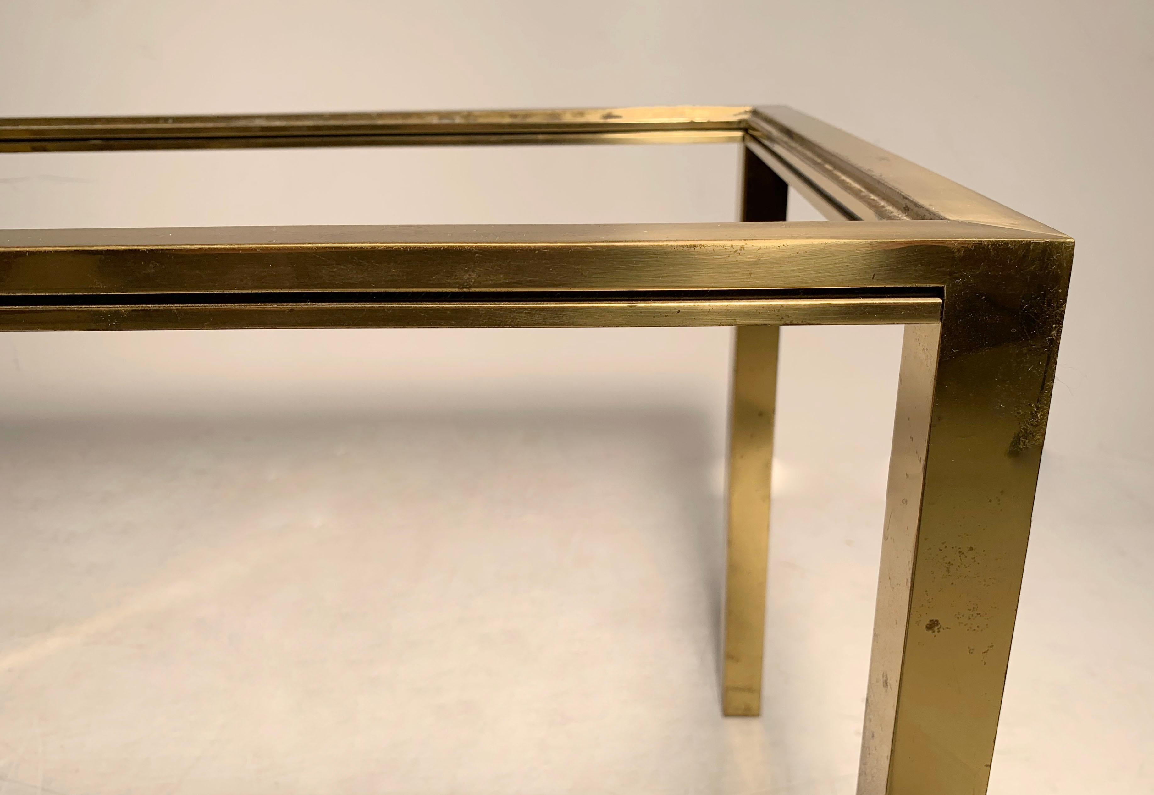 French High Quality Vintage Petite Brass Coffee Table Attributed to Jansen For Sale