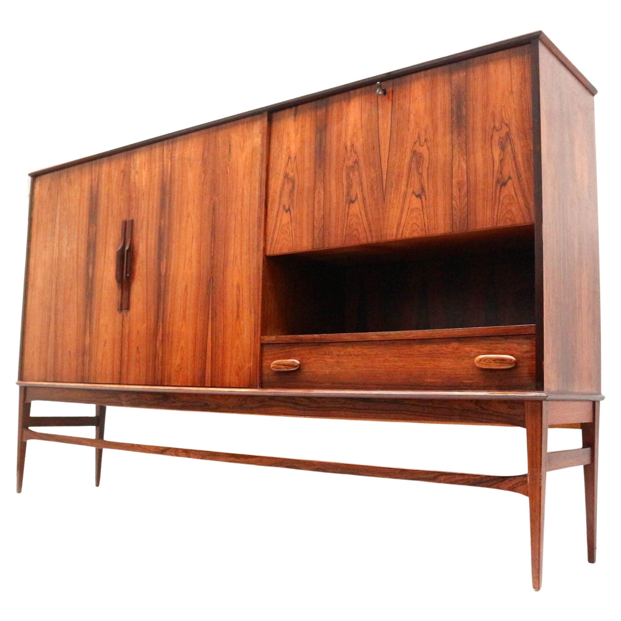 High quality vintage rosewood highboard / high sideboard made in the 60s