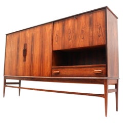 High quality vintage rosewood highboard / high sideboard made in the 60s