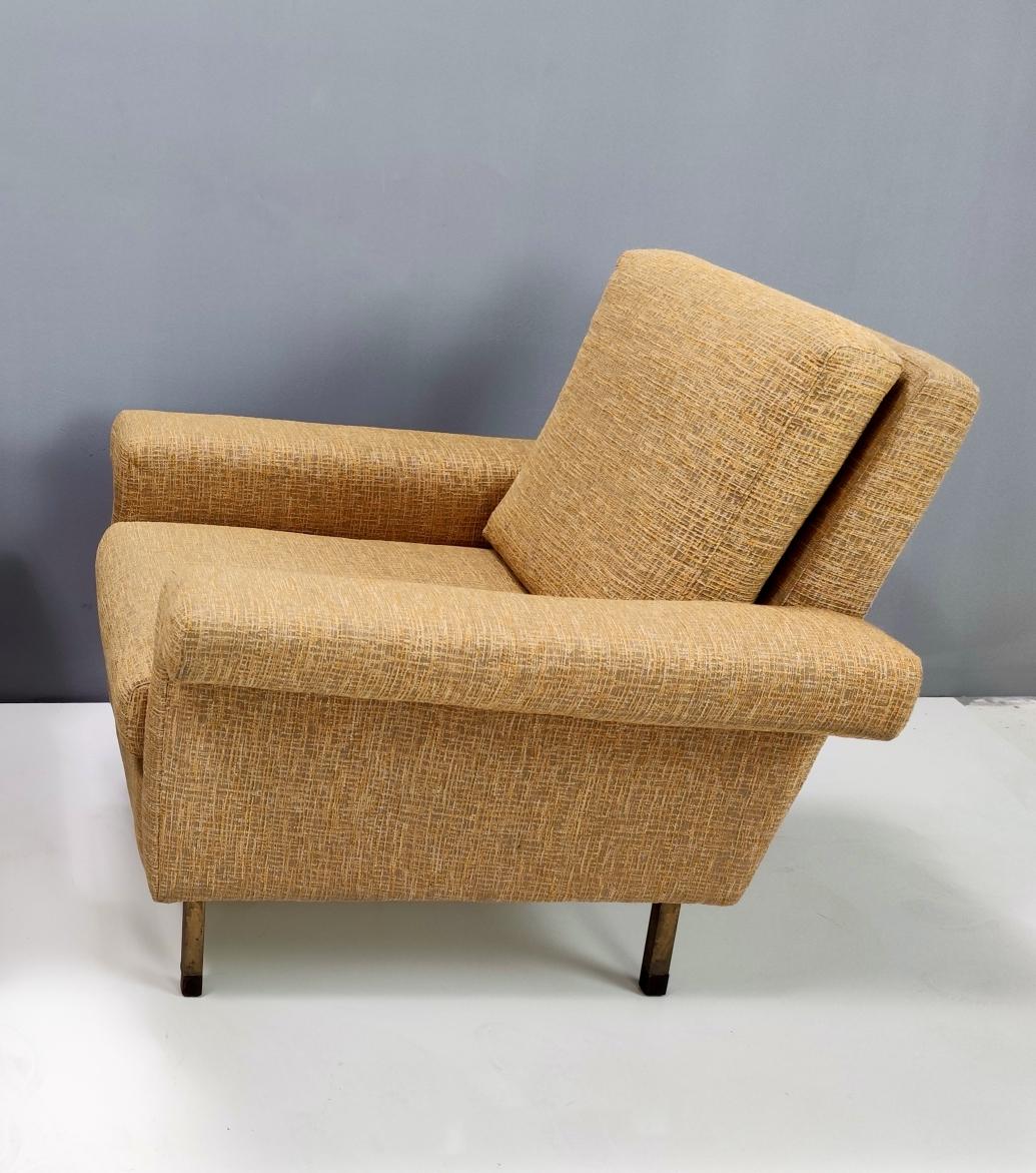 Italian High-Quality Vintage Yellow Fabric Armchair, Italy For Sale