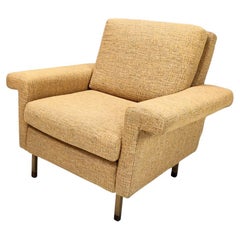 Fauteuil vintage en tissu jaune de haute qualité, Italie