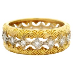 High Quality Well Made 18k TT Gold 0.30ctw Diamond 7.2mm Engraved Open Work Band