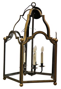 High Quality Wrought Iron 5 Panel 5 Light Glazed Chandelier Lantern