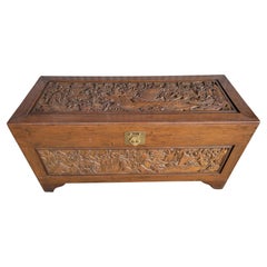 High Relief Carved Camphor Wood Trunk 
