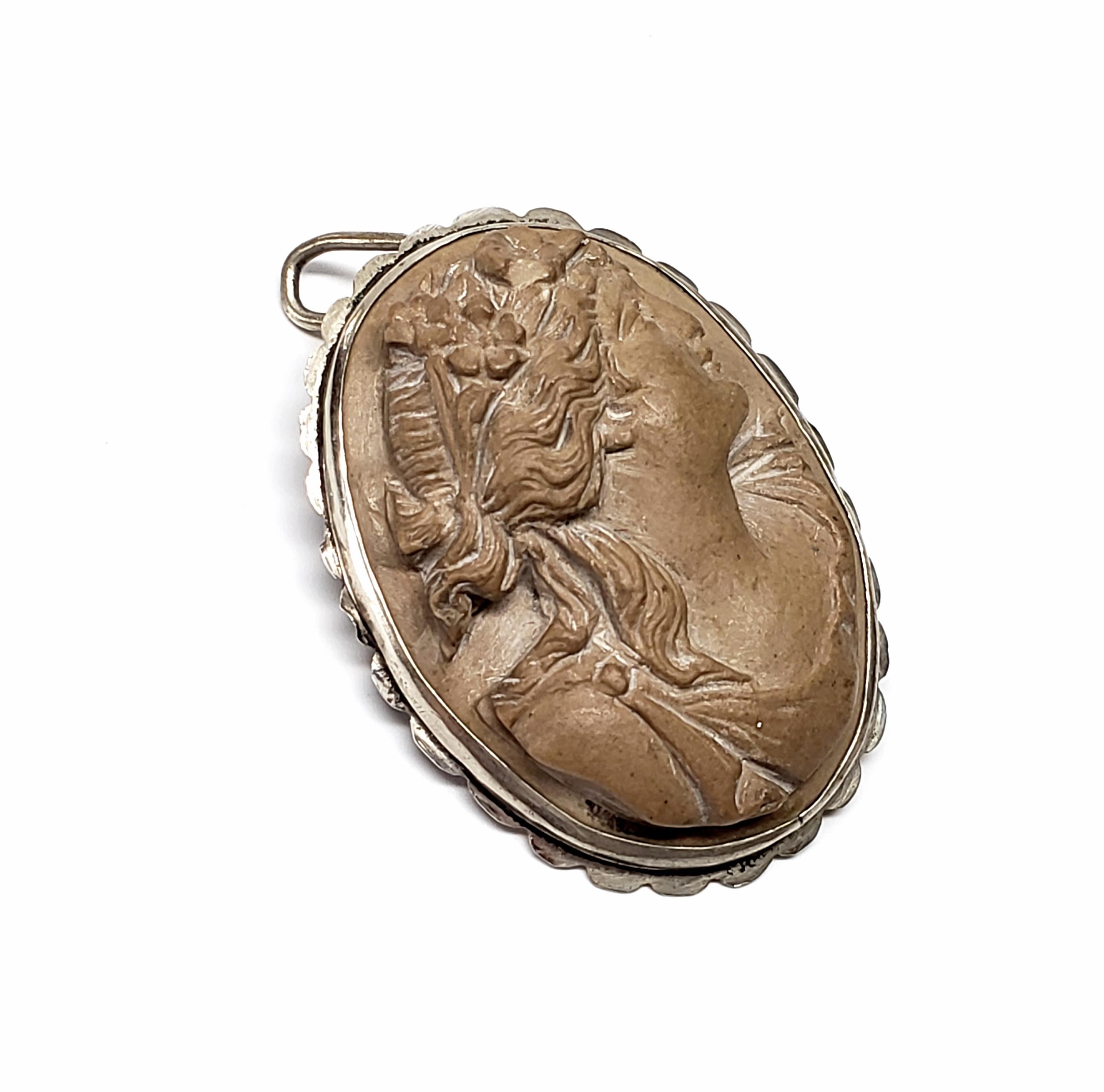 High Relief Carved Lava Cameo Pin/Pendant 1