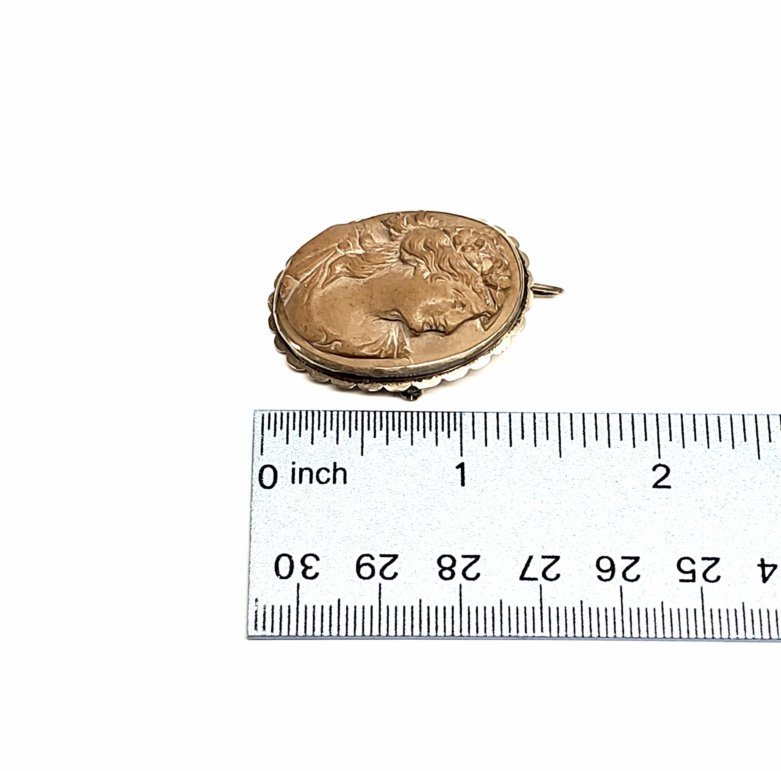 High Relief Carved Lava Cameo Pin/Pendant 2