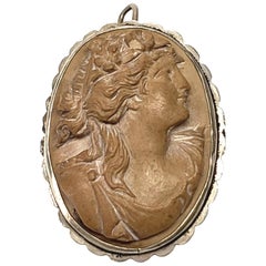 High Relief Carved Lava Cameo Pin/Pendant