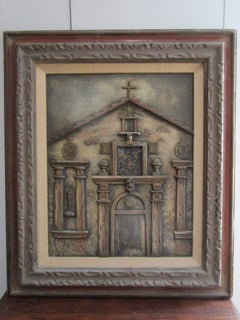 Fachada de Iglesia en Alto Relieve Obra de Arte Religioso Hecha a Mano en Marco Shadowbox Profundo