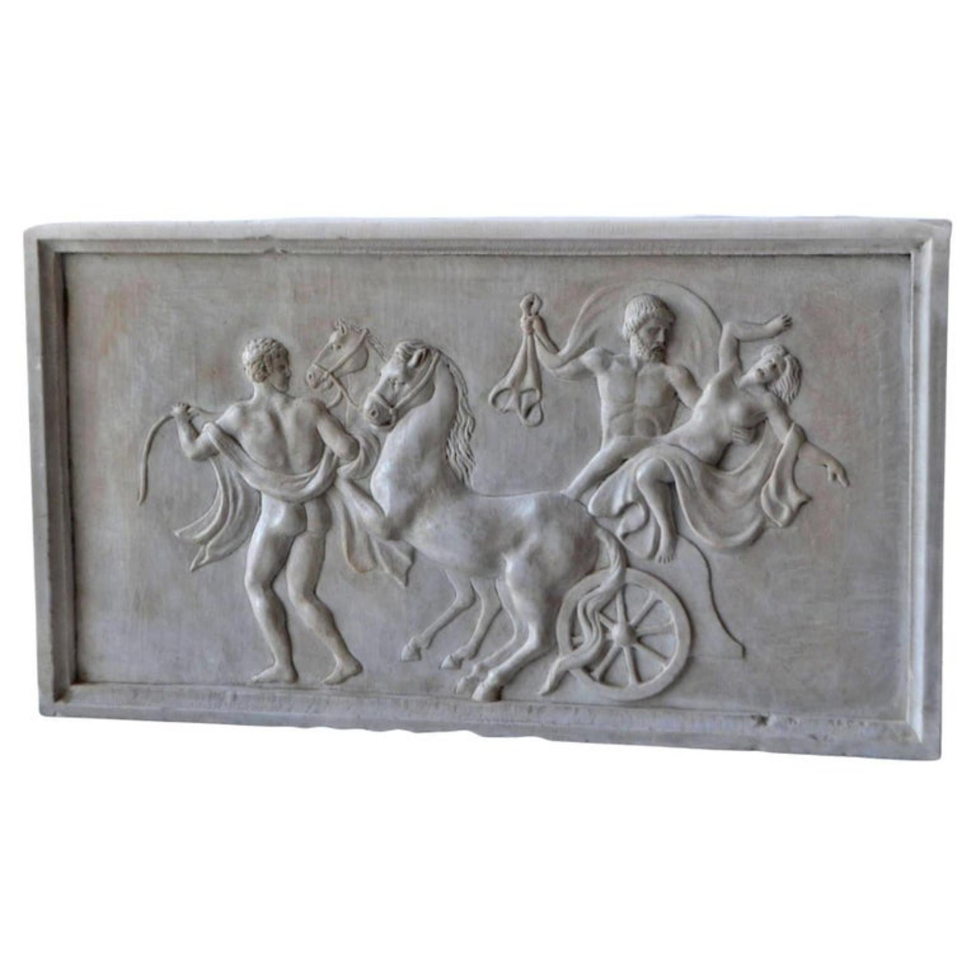 Baroque High Relief in White Carrara Marble the Rape of Proserpina by the God Pluto 20th For Sale