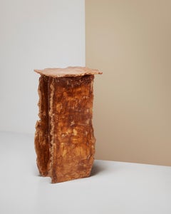 Contemporary Glazed Ceramic Brown Table, High by Willem Van Hooff