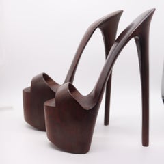 HIGH-RISE Shoes Mid Century Modernist 1960 Bookends In Carved Precious Wood
