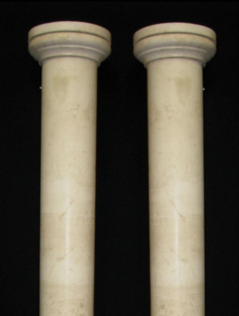 High Roman Style Carved Beige Marble Columns In Good Condition In Cypress, CA