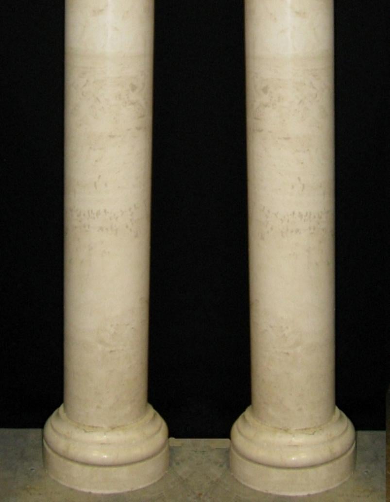 20th Century High Roman Style Carved Beige Marble Columns