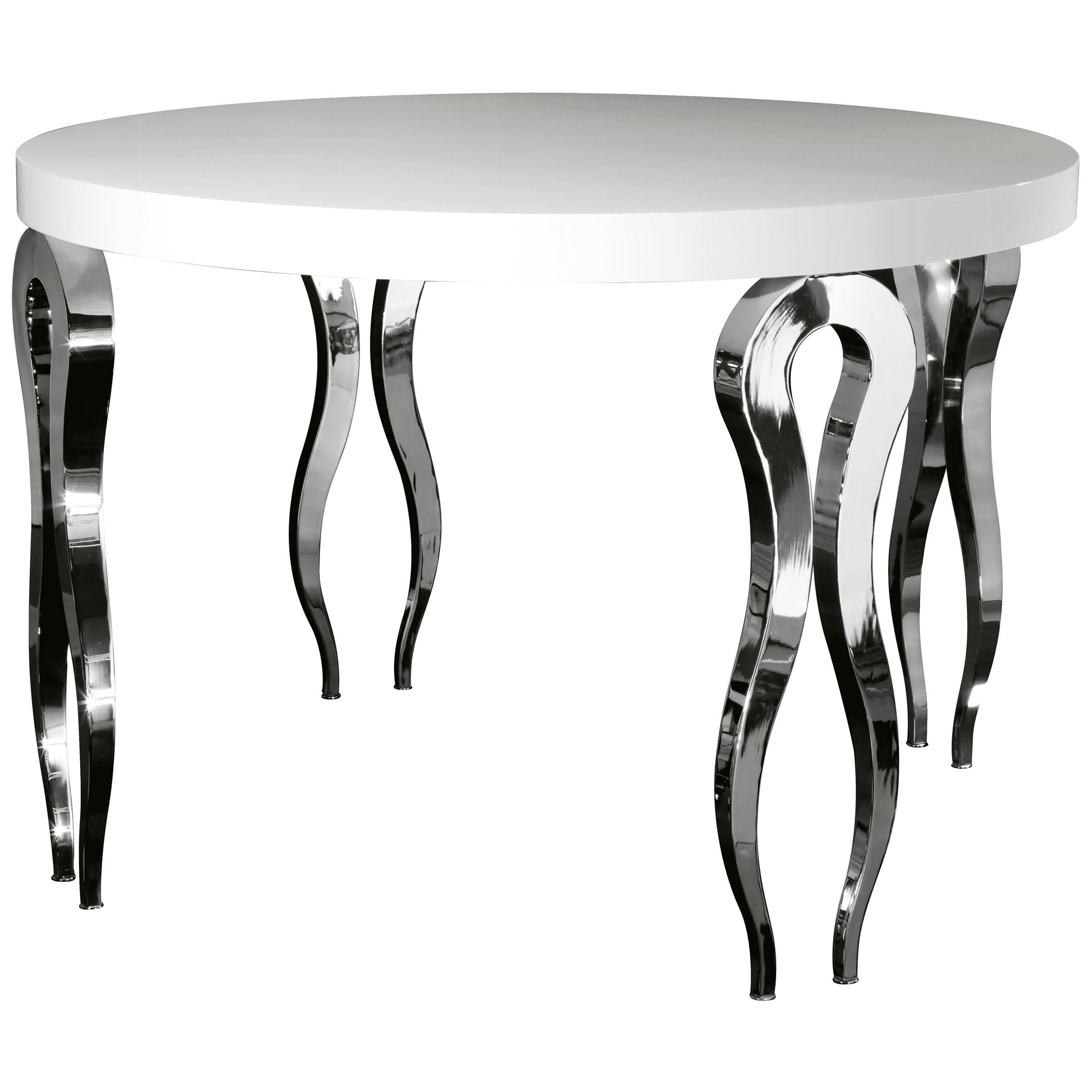 High Round Table Silhouette, Wood and Steel, Italy For Sale