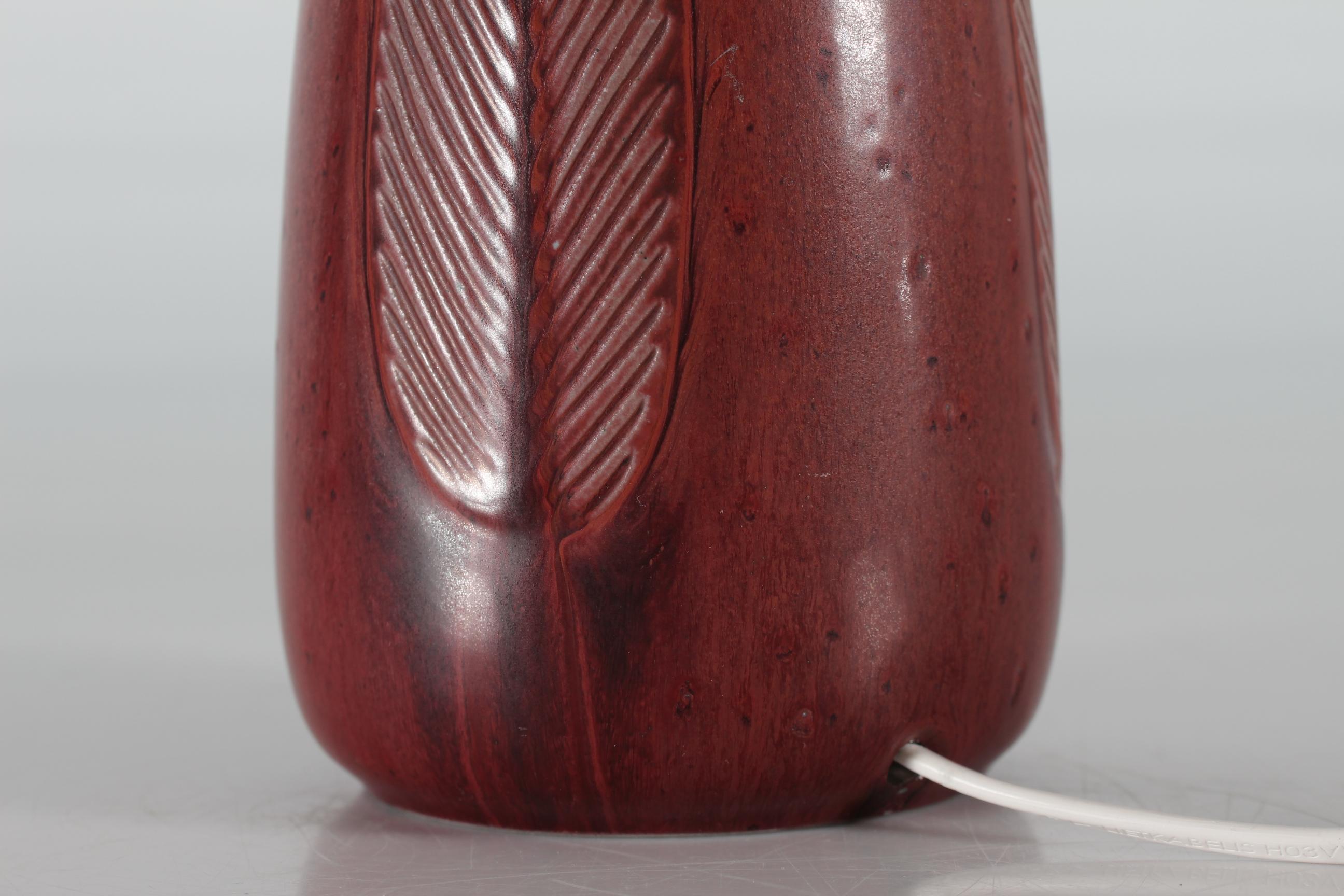 Danish High Royal Copenhagen Ox Blood Stoneware Table Lamp by Gerd Bøgelund Denmark 60s For Sale