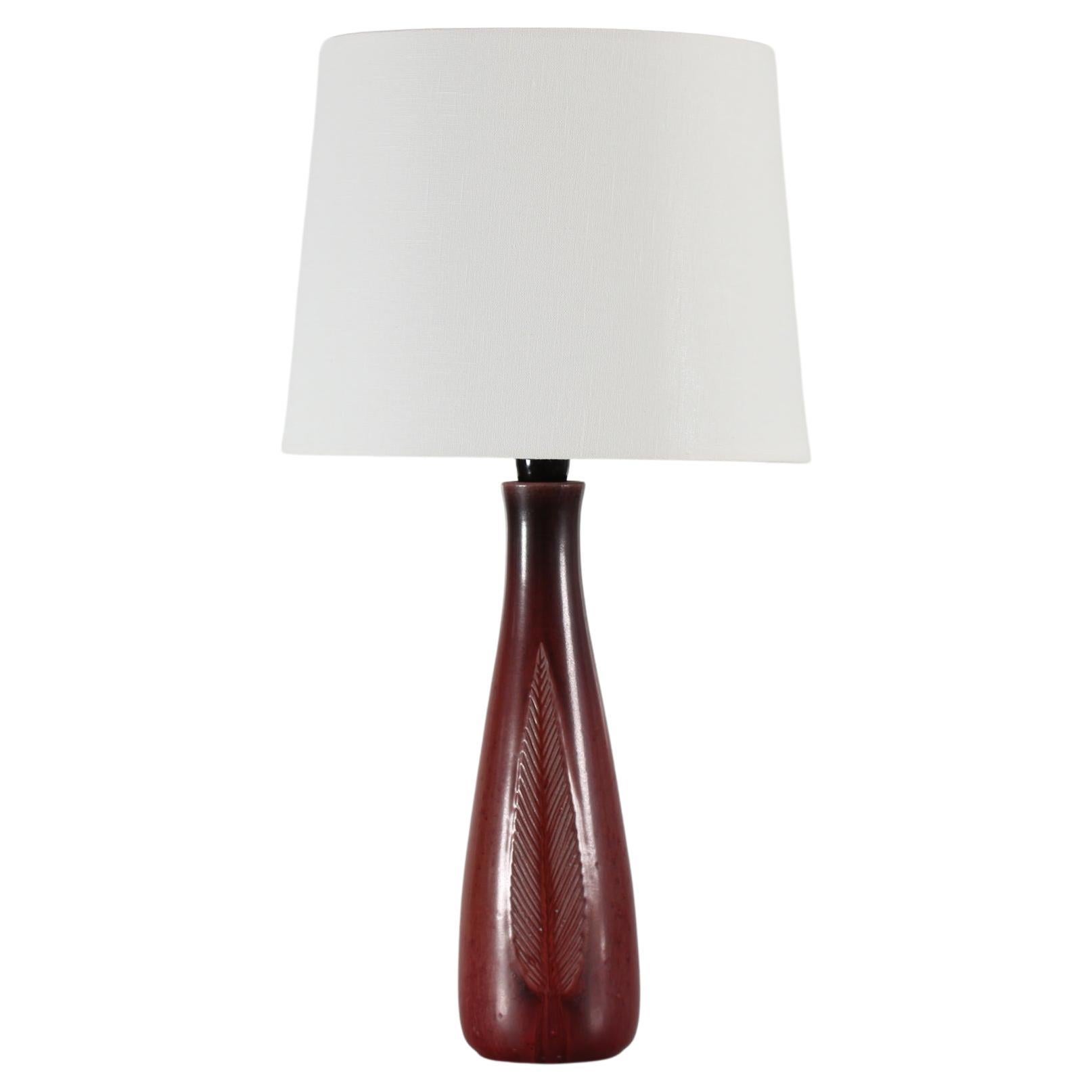 High Royal Copenhagen Ox Blood Stoneware Table Lamp by Gerd Bøgelund Denmark 60s For Sale