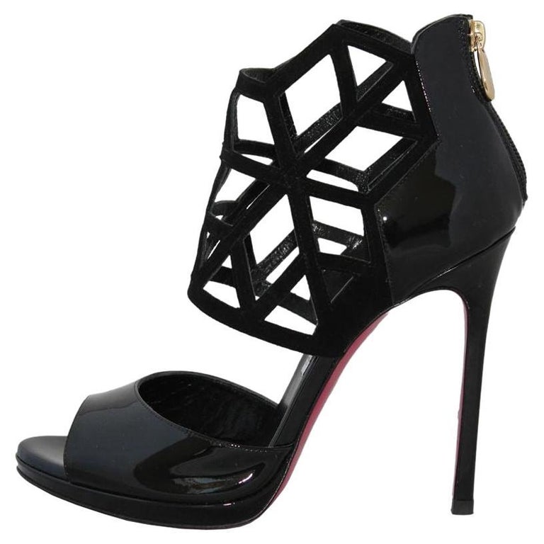 Escarpins Sandales LUCIANO PADOVAN Viper - Talons Aiguilles Très Hauts - Noir Daim - Taille 40