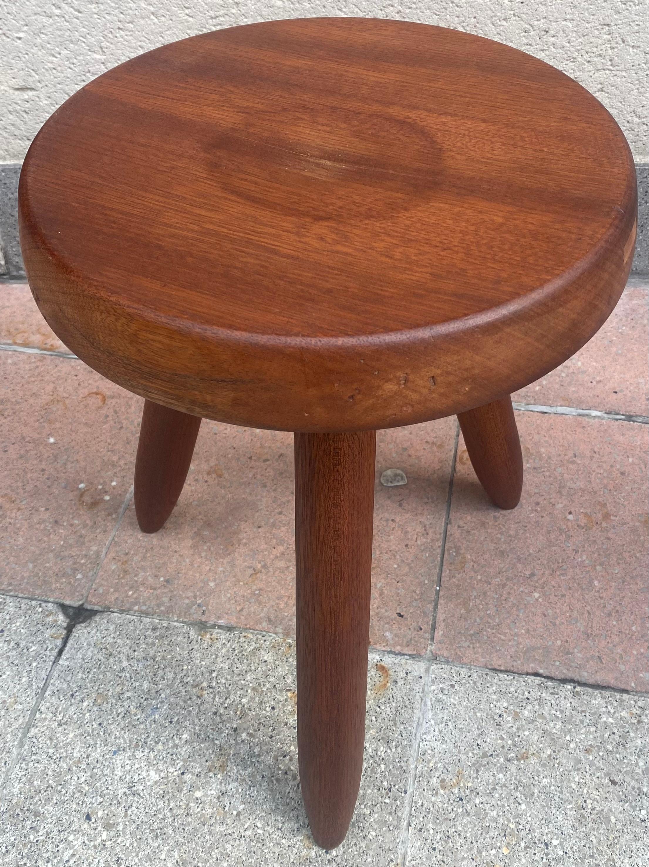 High Shepherd Stool by Charlotte Perriand, circa 1960 In Fair Condition For Sale In Saint ouen, FR
