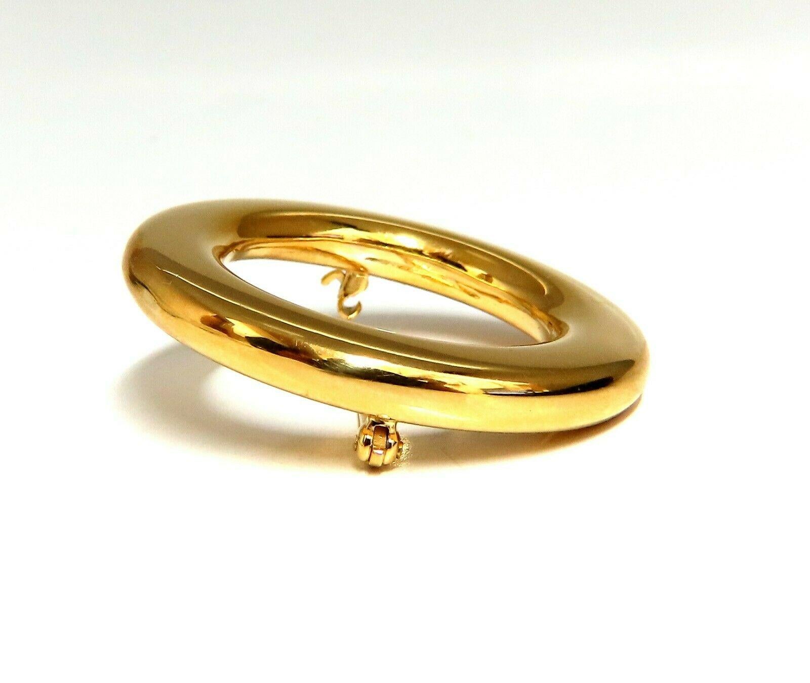 Women's or Men's High Shine Circular Gold Pin 14 Karat For Sale