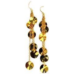 High Shine Finish 12 Petals Dangle Earrings 18 Karat 3D