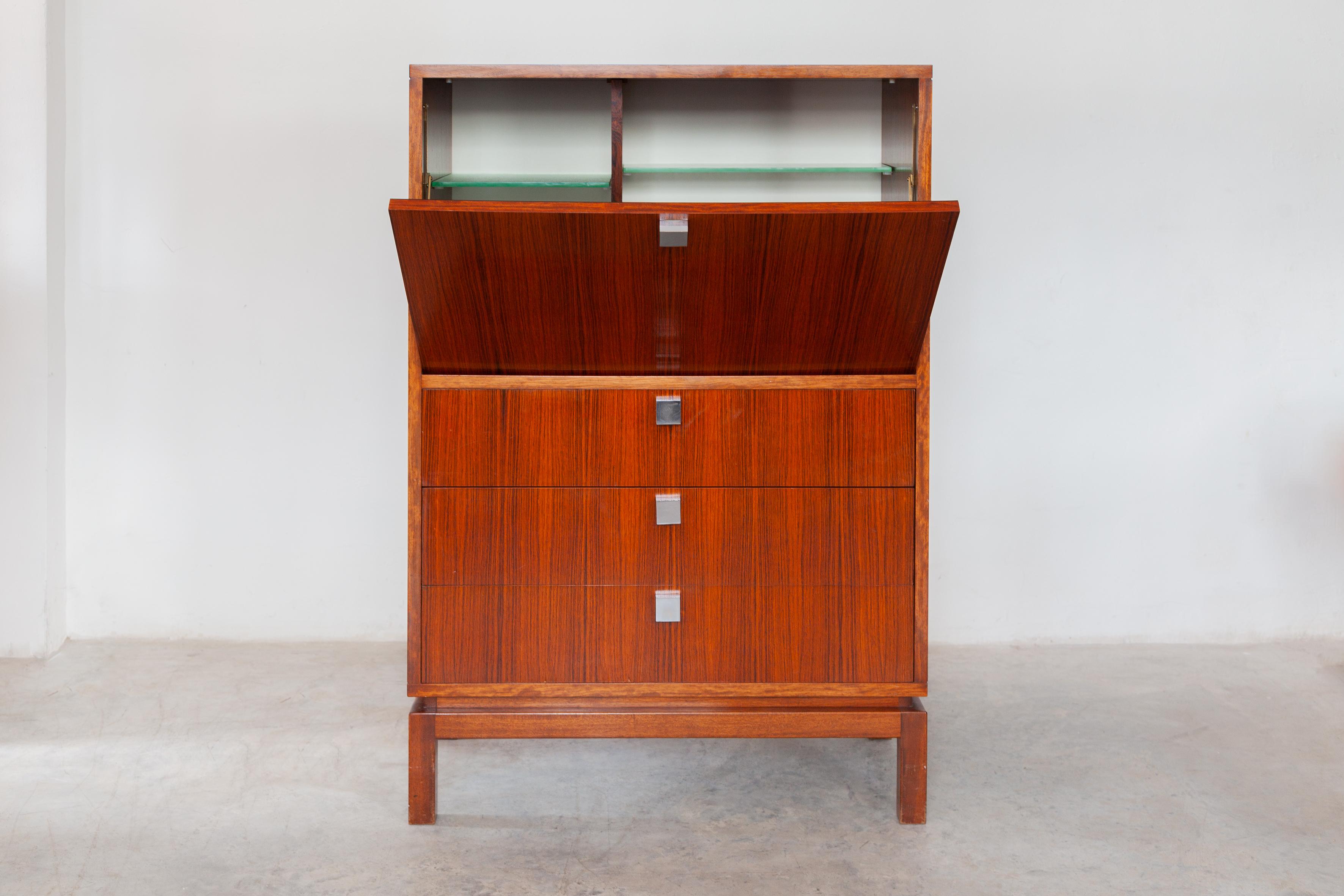 Exclusive 1960s high side-board with a mini bar by Alfred Hendrickx for Belform, Belgium can also be used as a Secretary.
  