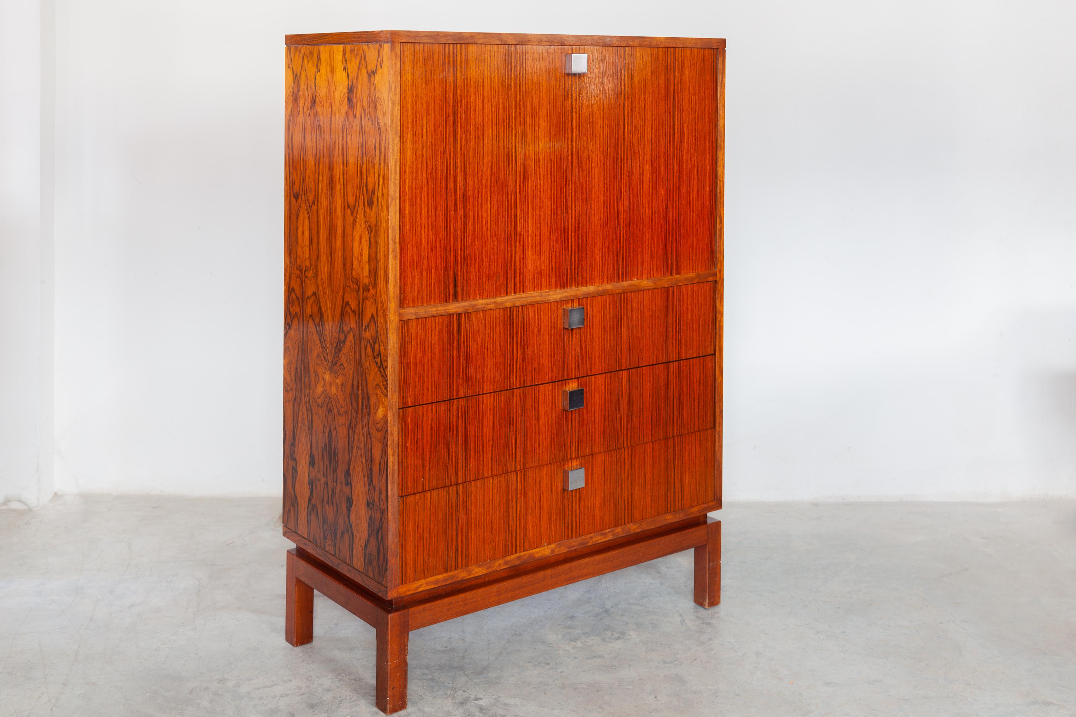Hand-Crafted High Side-Board with Mini Bar by Alfred Hendrickx for Belform, Belgium, 1960's