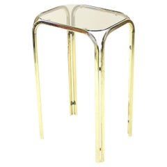 High Side Table In Metal With Glass Top, Czechoslovakia 1970s