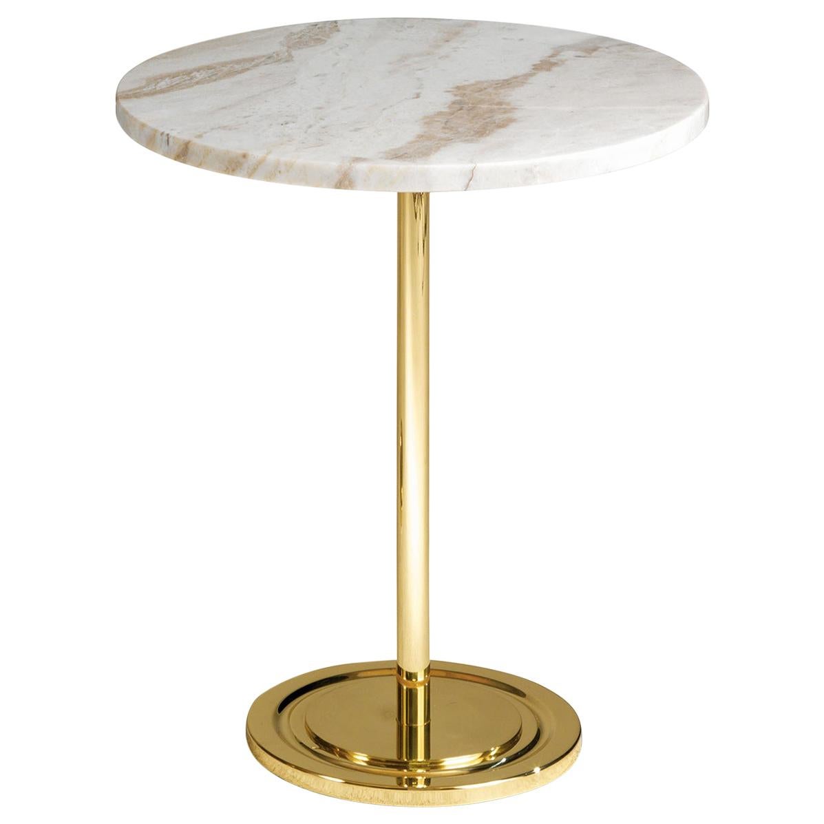 High Side Table with Marble For Sale