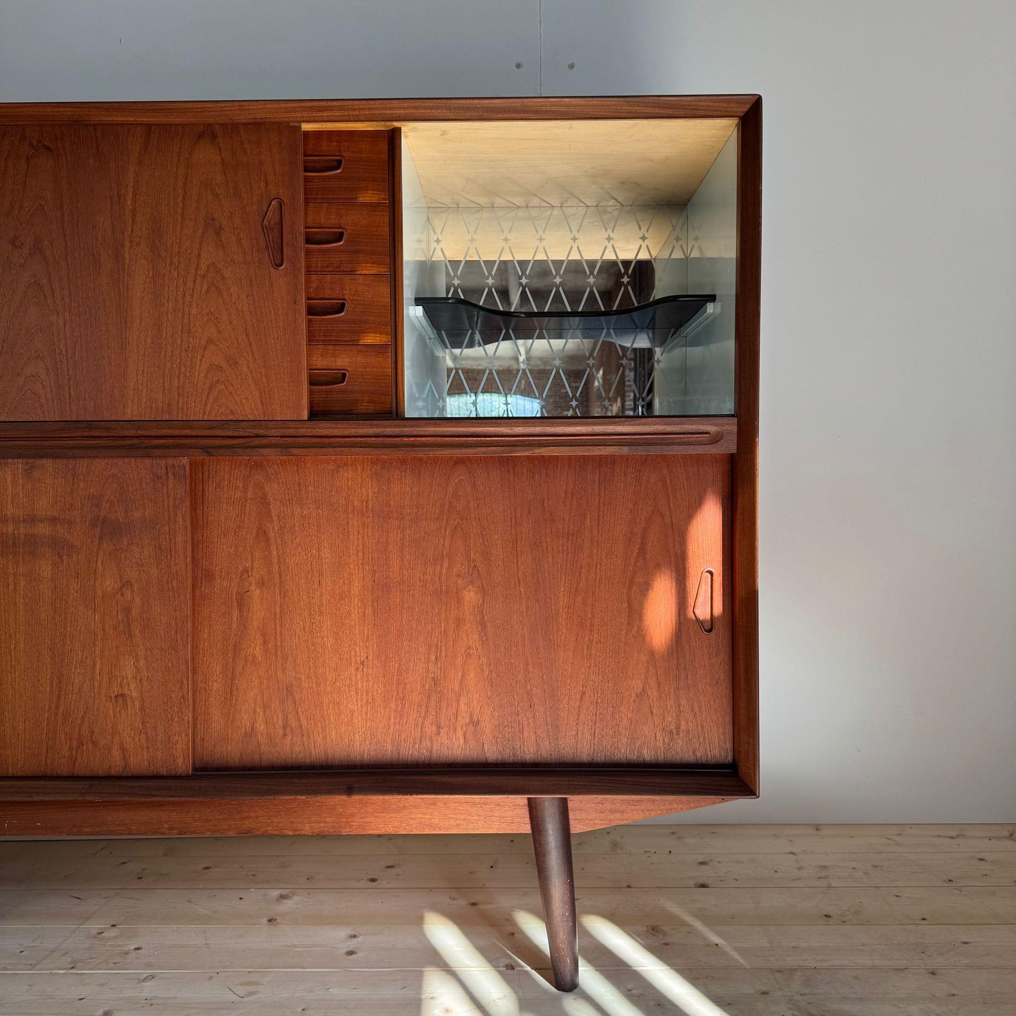 Teak High sideboard in teak, Denmark 1960 For Sale