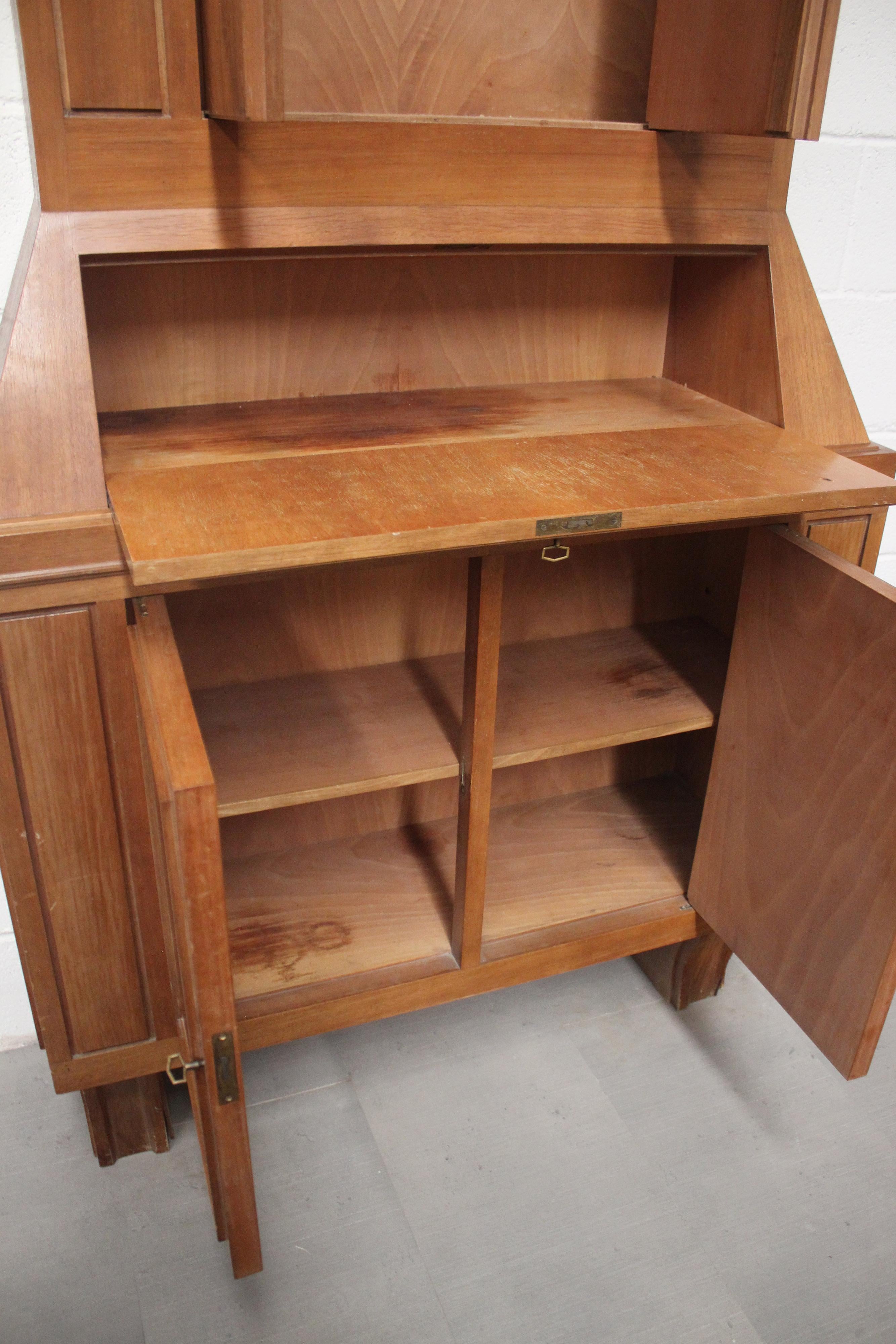 Brutalist High Sideboard in Wood and Briar, 70s For Sale