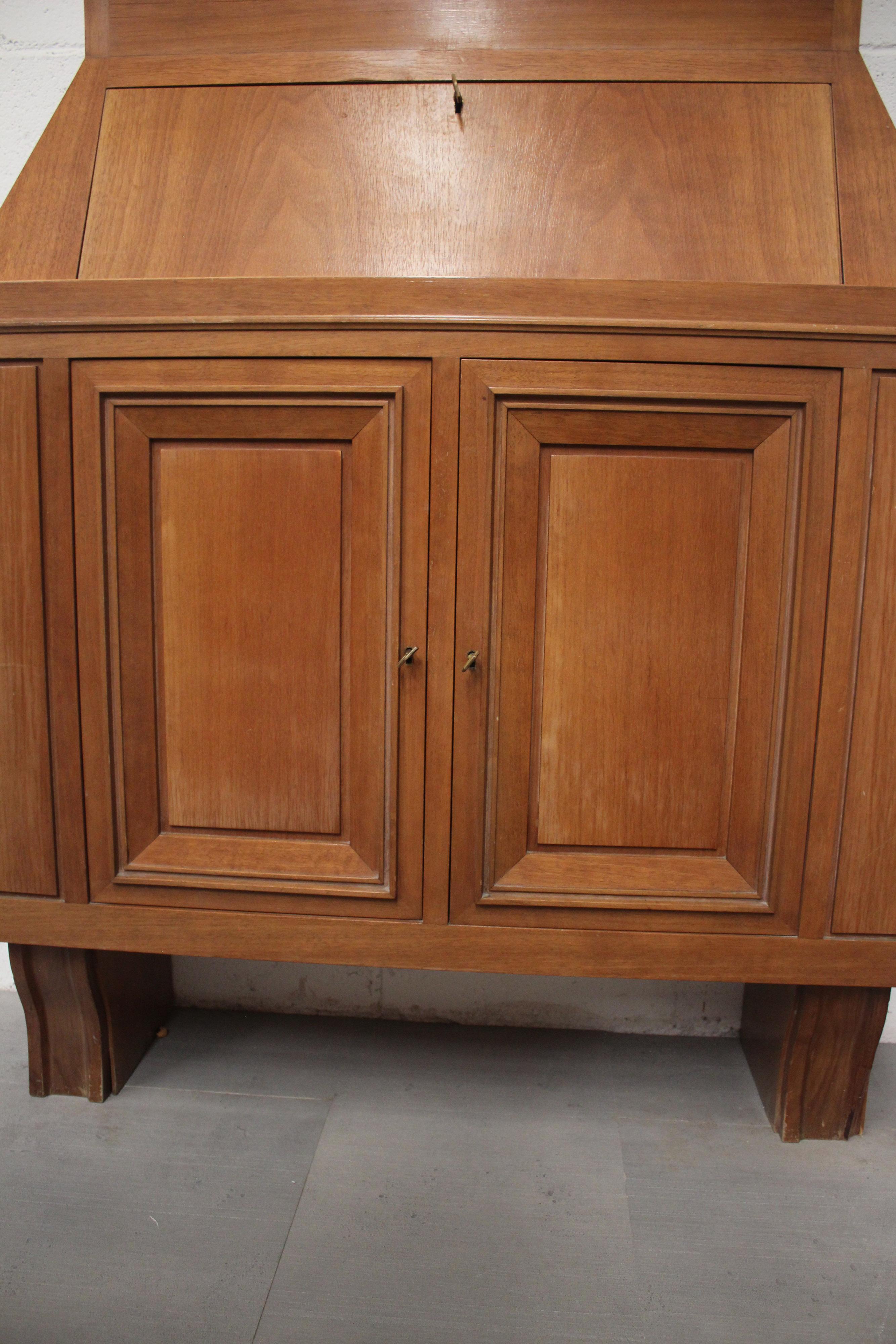 Walnut High Sideboard in Wood and Briar, 70s For Sale