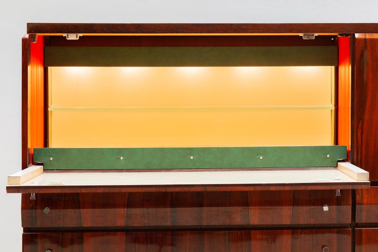 Hand-Crafted High Sideboard, Dry Bar in High Gloss Italian in Style of Paolo Buffa, 1960s For Sale