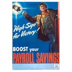 "High Sign for Victory! Boost your Payroll Savings" Vintage WWII Poster, 1944