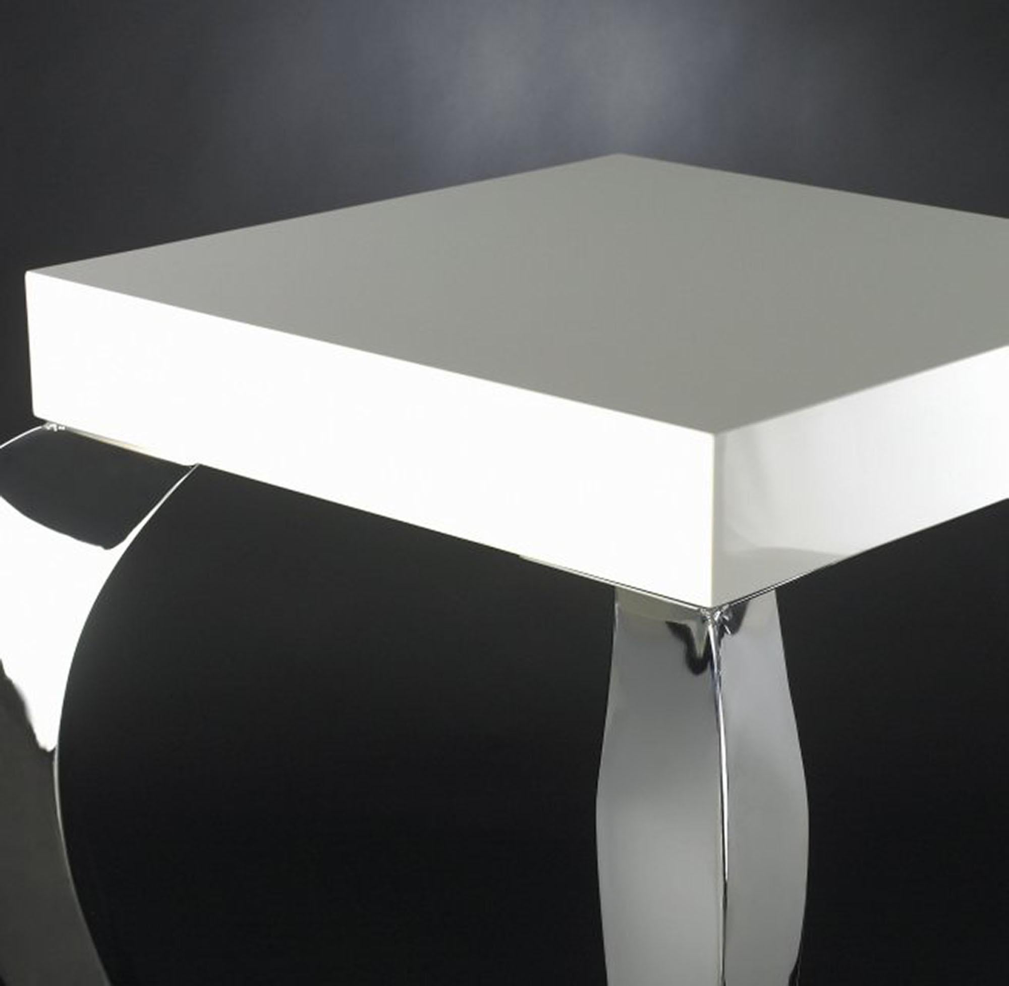 Modern High Small Console Luigi with 2 Legs, Wood and Steel, Italy For Sale