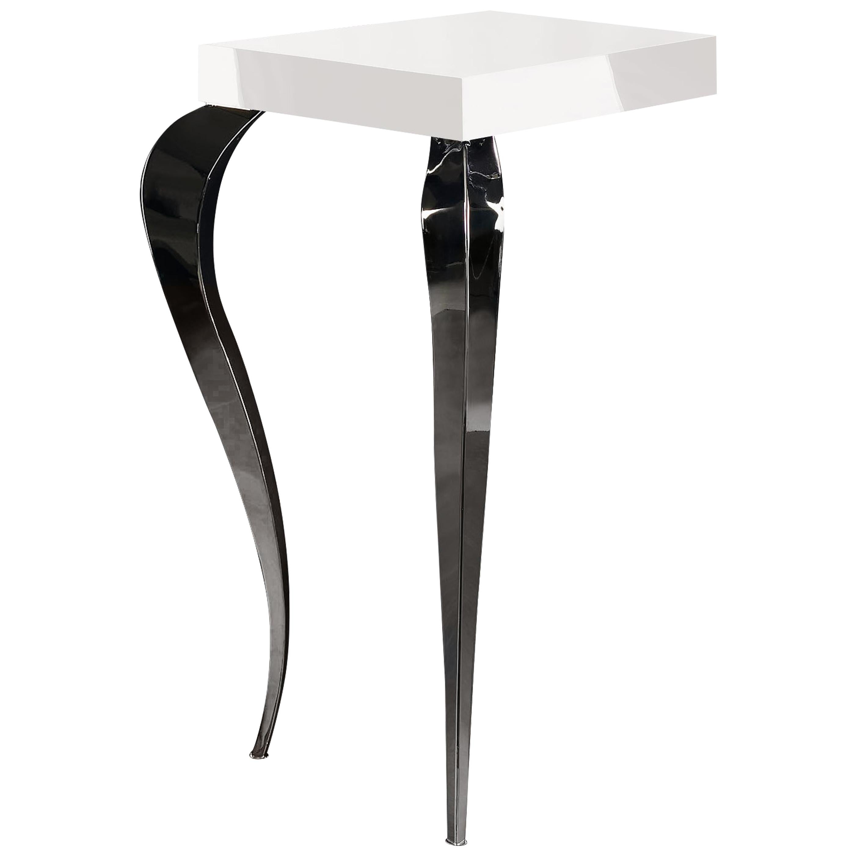 High Small Console Luigi with 2 Legs, Wood and Steel, Italy For Sale