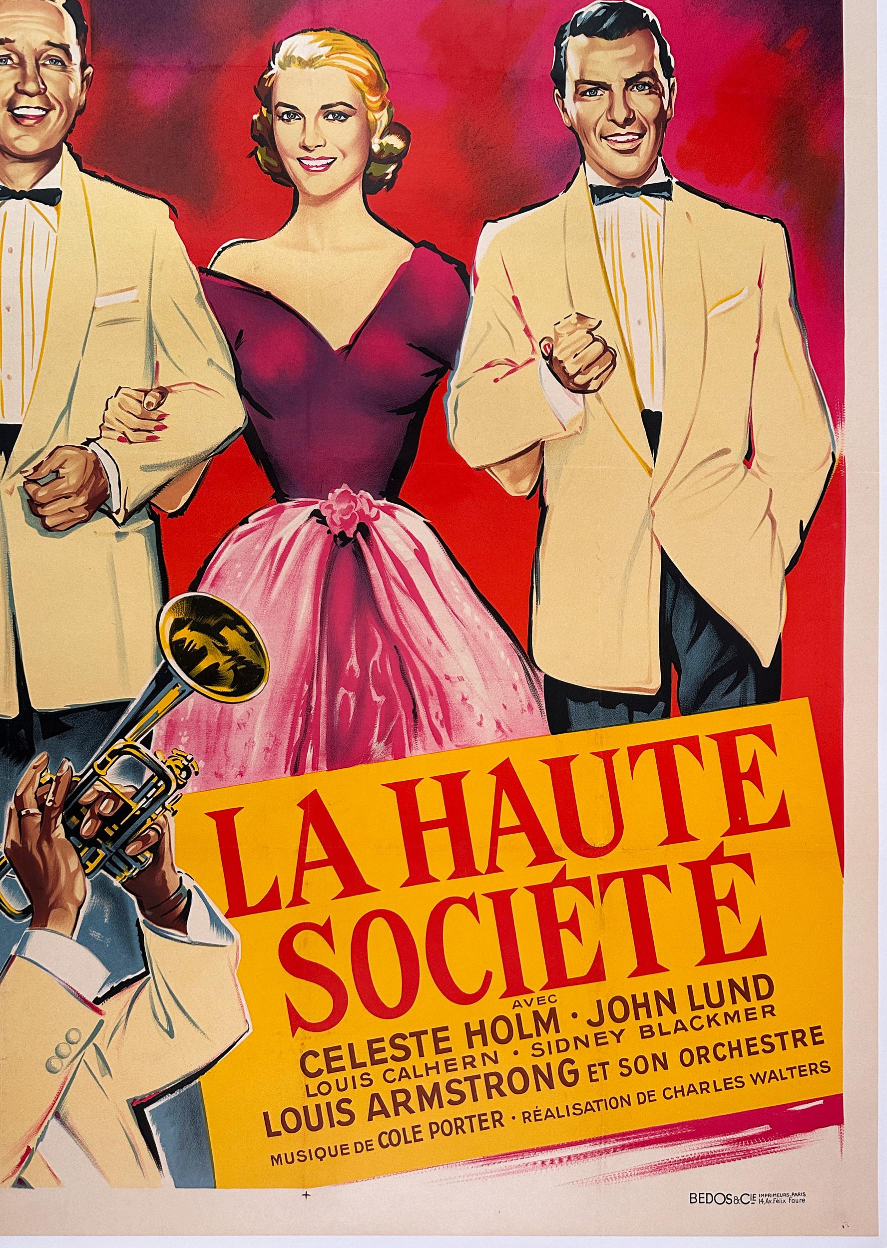 ALTA SOCIEDAD  LA HAUTE SOCIET 1957 Gran cartel de película francesa, ROGER SOUBIE siglo XX en venta