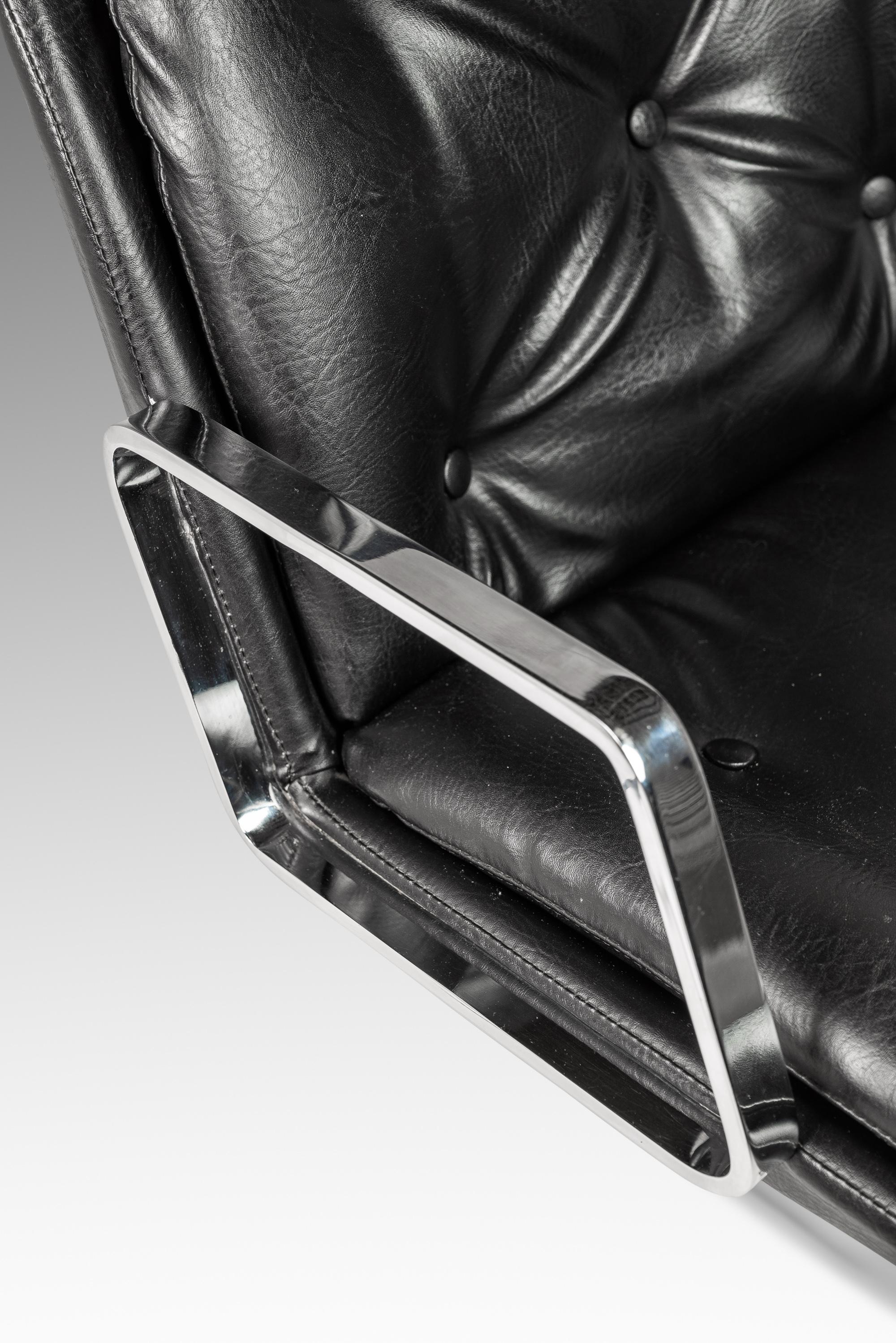 Chaise de bureau à haut niveau en chrome et vinyle d'après Charles Pollock, États-Unis, années 1960 en vente 10