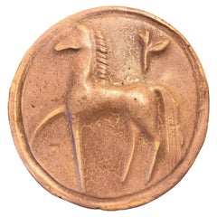 "High-Stepping Horse, " Unique Art Deco Midcentury Ceramic Relief Sculpture