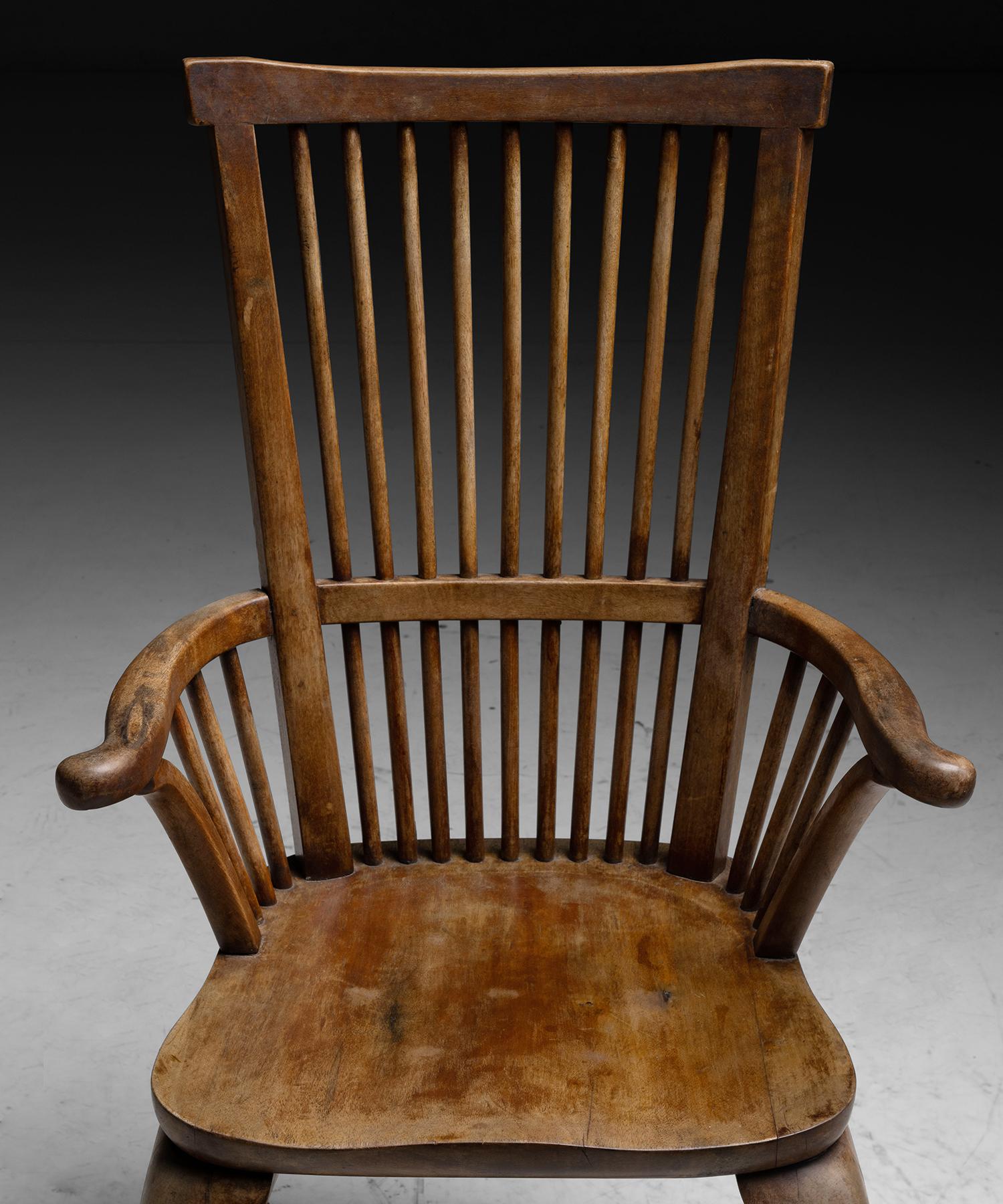 Wood High Stickback Chairs, England, circa 1900