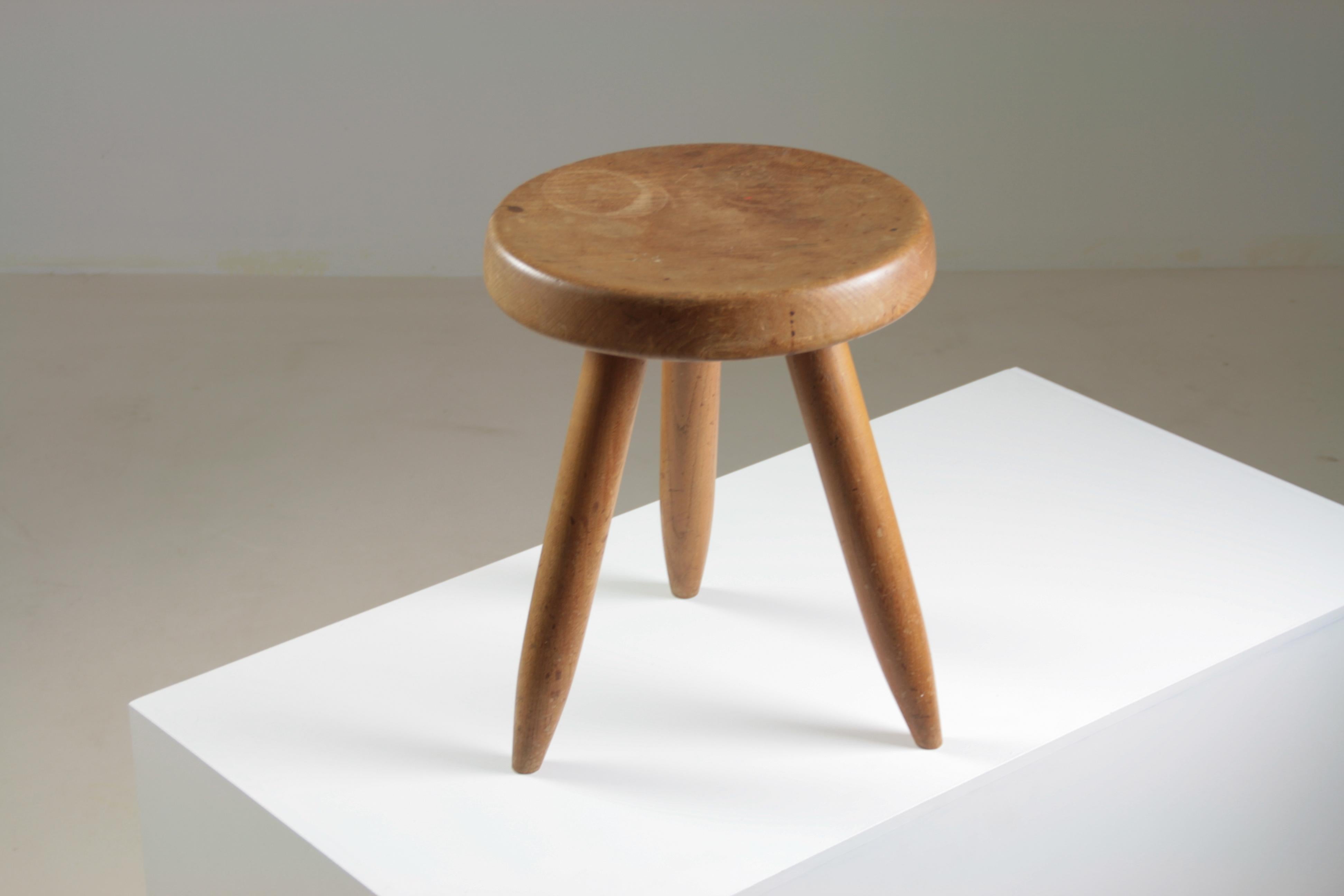 Hoher Hocker aus Esche, Berger-Modell von Charlotte Perriand, Frankreich 1950er Jahre im Angebot 2