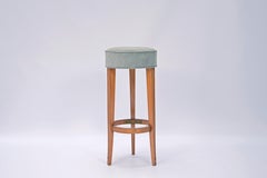 Art Deco High Stools by Comte S.A., Oak & Velvet, Argentina, 1930