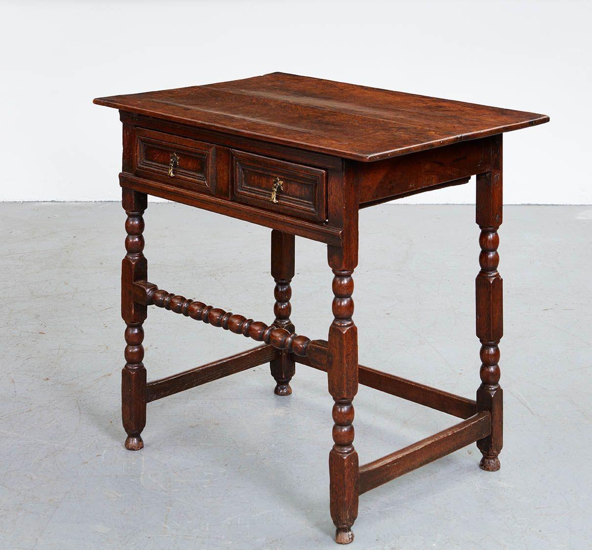 English High Stretcher Bobbin Side Table For Sale
