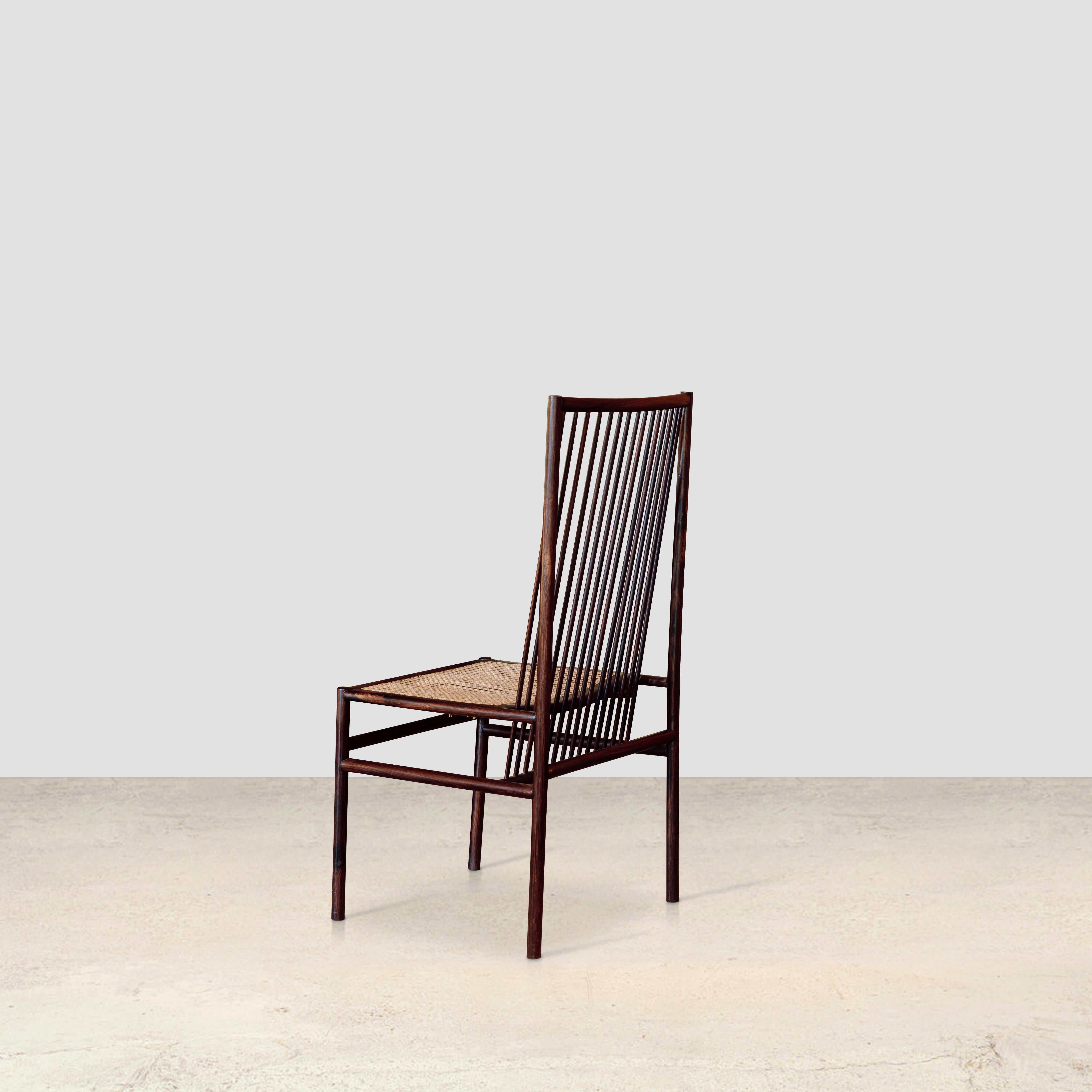 Mid-Century Modern High Structural Cane Chair by Joaquim Tenreiro, 1947 For Sale