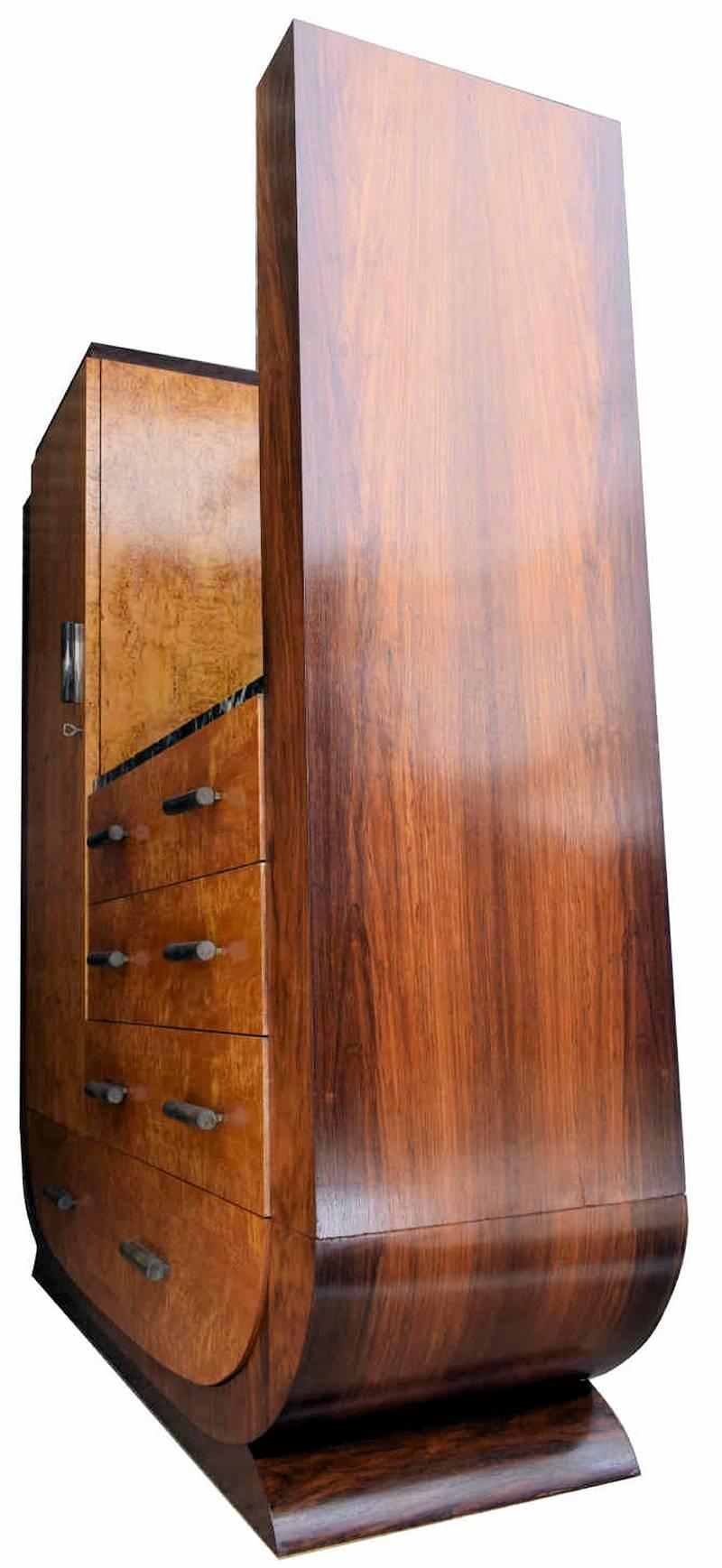 French High Style 1930s Art Deco Modernist Combination Wardrobe, circa 1930