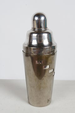High Style 1930s Art Deco Silver Plated Napier Recipe / Menu Cocktail Shaker