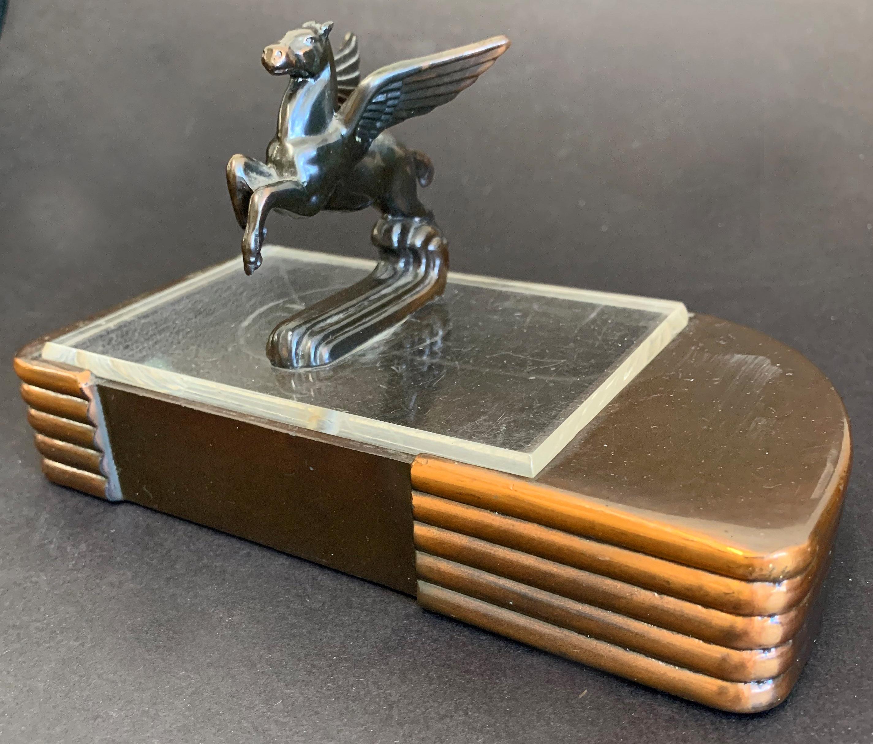 High Style Art Deco Desk Box with Pegasus Figure, Los Angeles, 1930s