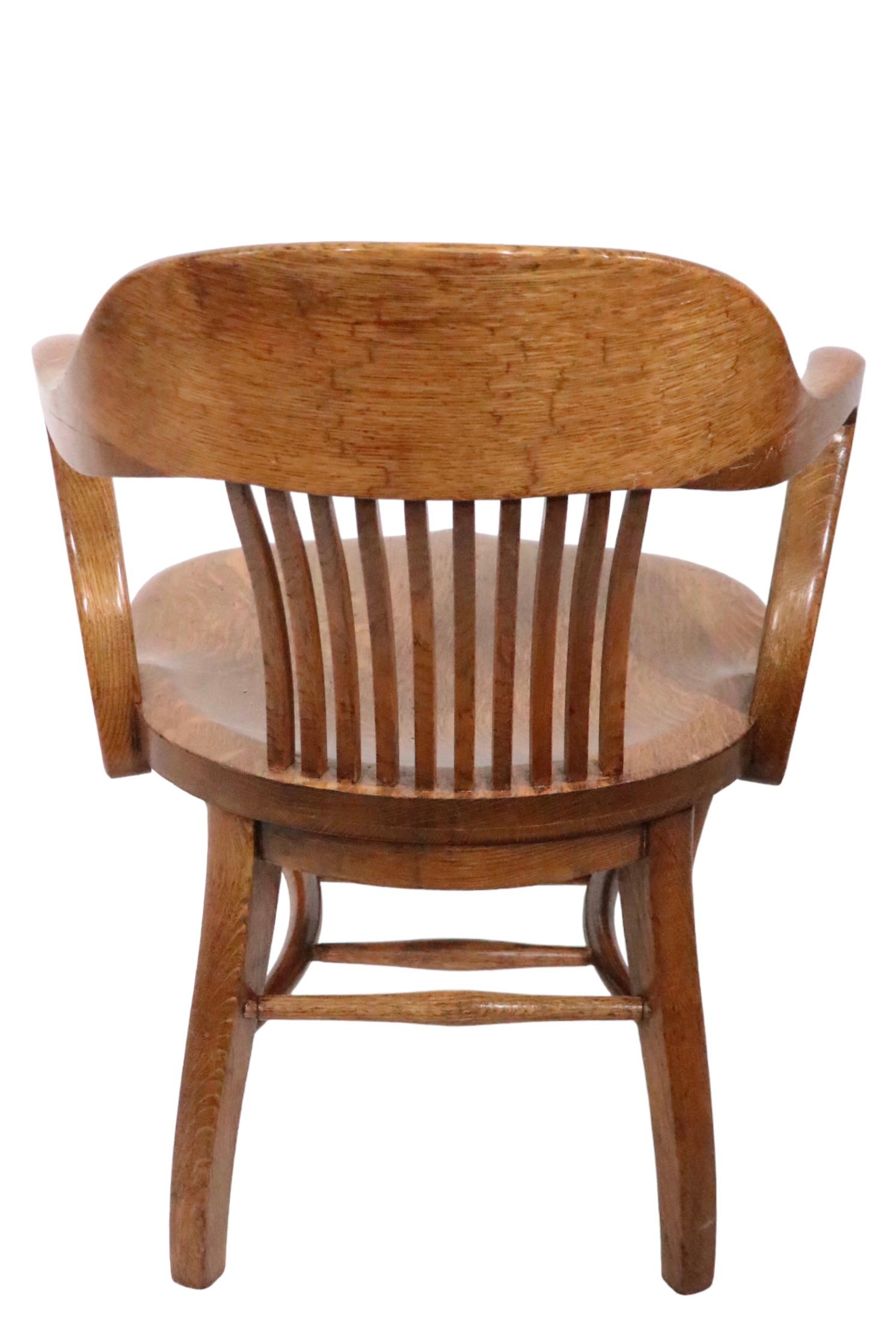 High Style Bank of England Jury Chair in Solid Oak c 1900/1930's  4